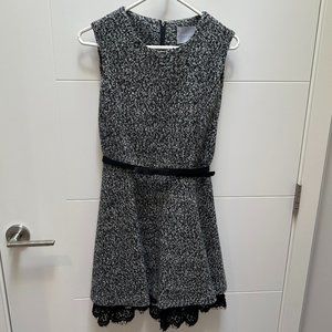 Pebbled Woven Fabric Lace Dress